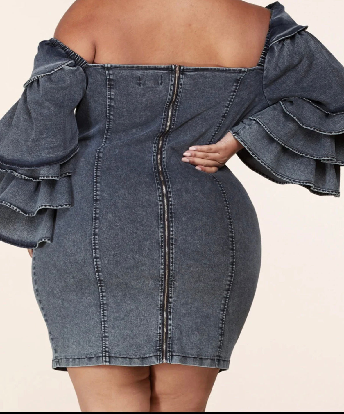 Perfect Ruffle Denim Mid Dress